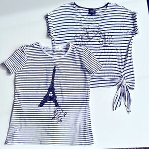 2 Nautical stripes tops, Embellished chic design- Karl Lagerfeld and W5